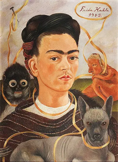 Self Portrait with Small Monkey Frida Kahlo